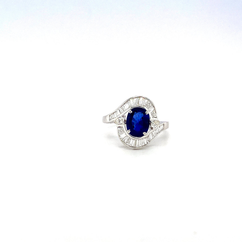 Sapphire and Diamond Ring in 18K White Gold - KGR 16532-0