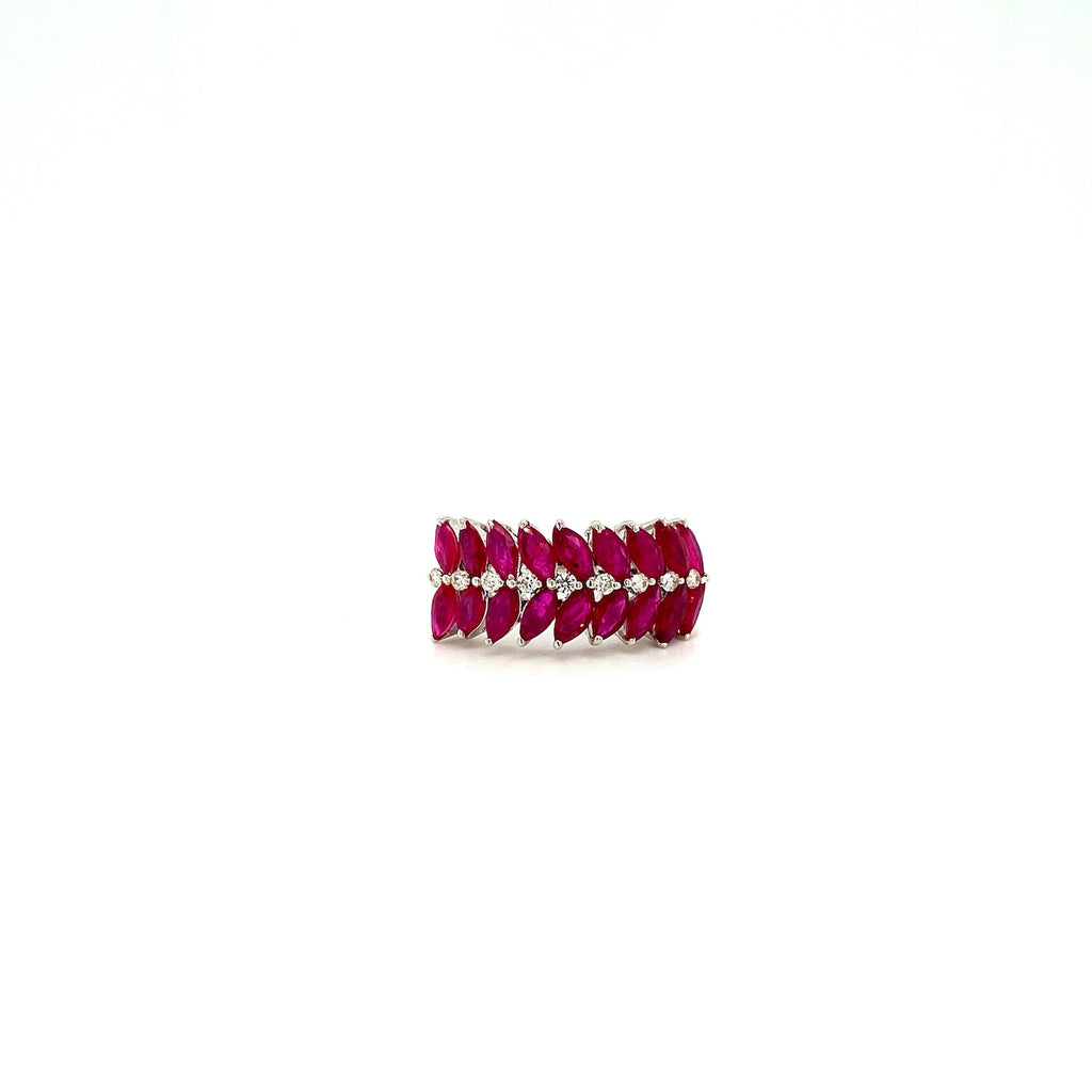 Ruby and Diamond Ring in 14K White Gold - KGR 16777-0