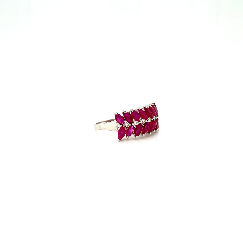 Ruby and Diamond Ring in 14K White Gold - KGR 16777-1
