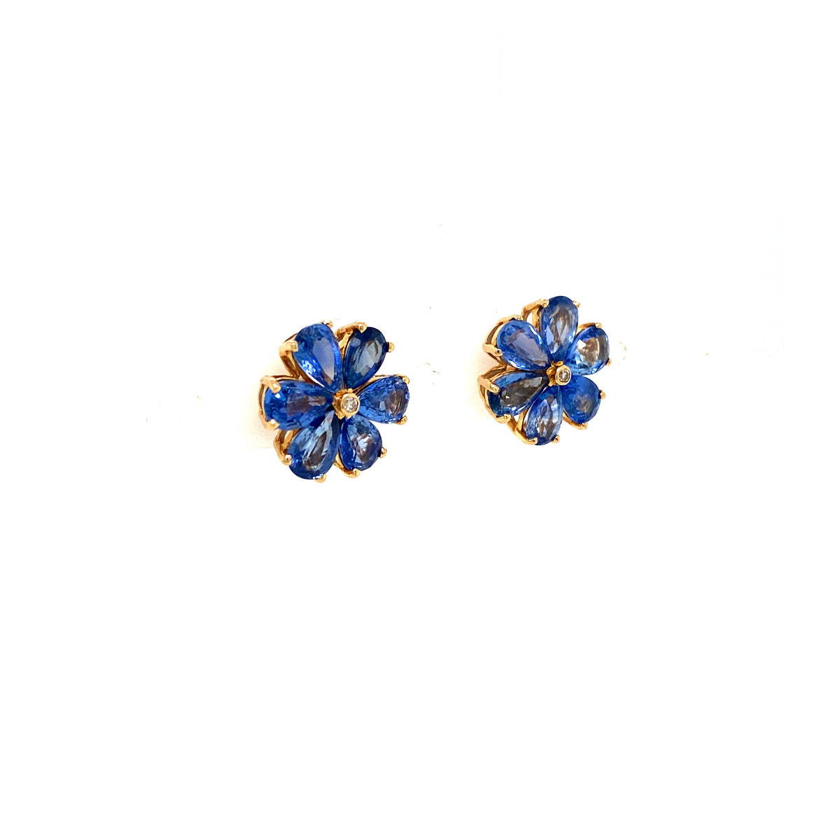 Sapphire and Diamond Earrings in 14K Yellow Gold - KGT 31332-1