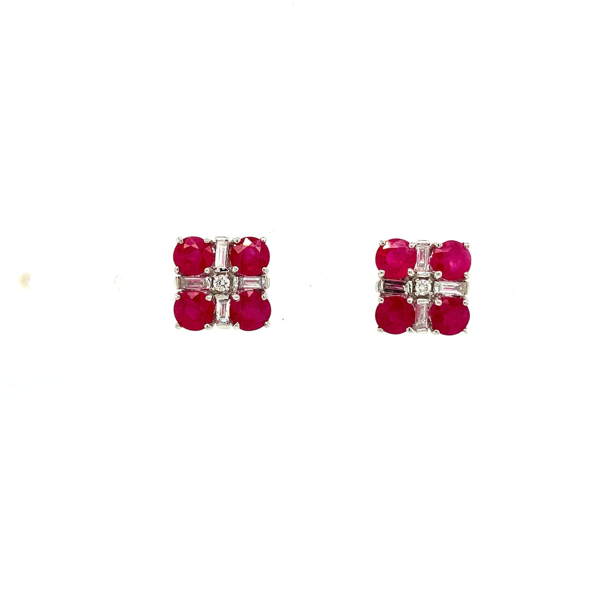Ruby and Diamond Earring in 14K White Gold - KGT 31654-0