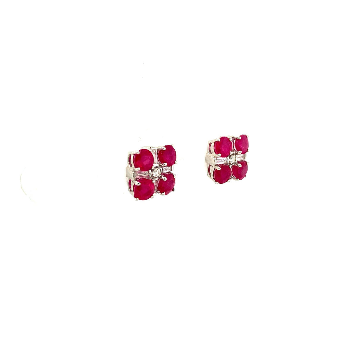 Ruby and Diamond Earring in 14K White Gold - KGT 31654-1