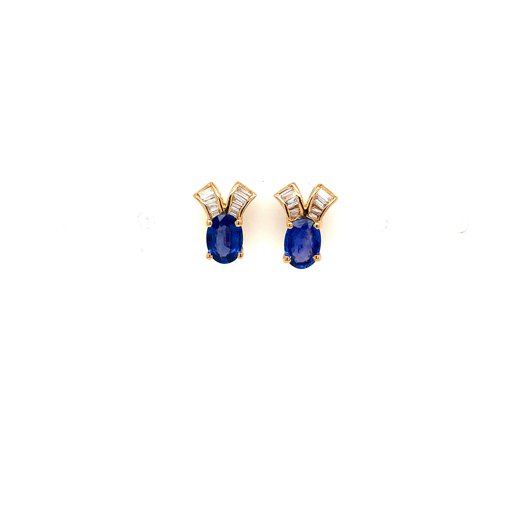 Sapphire and Diamond Earrings in 14K Yellow Gold - KGT 32175-0