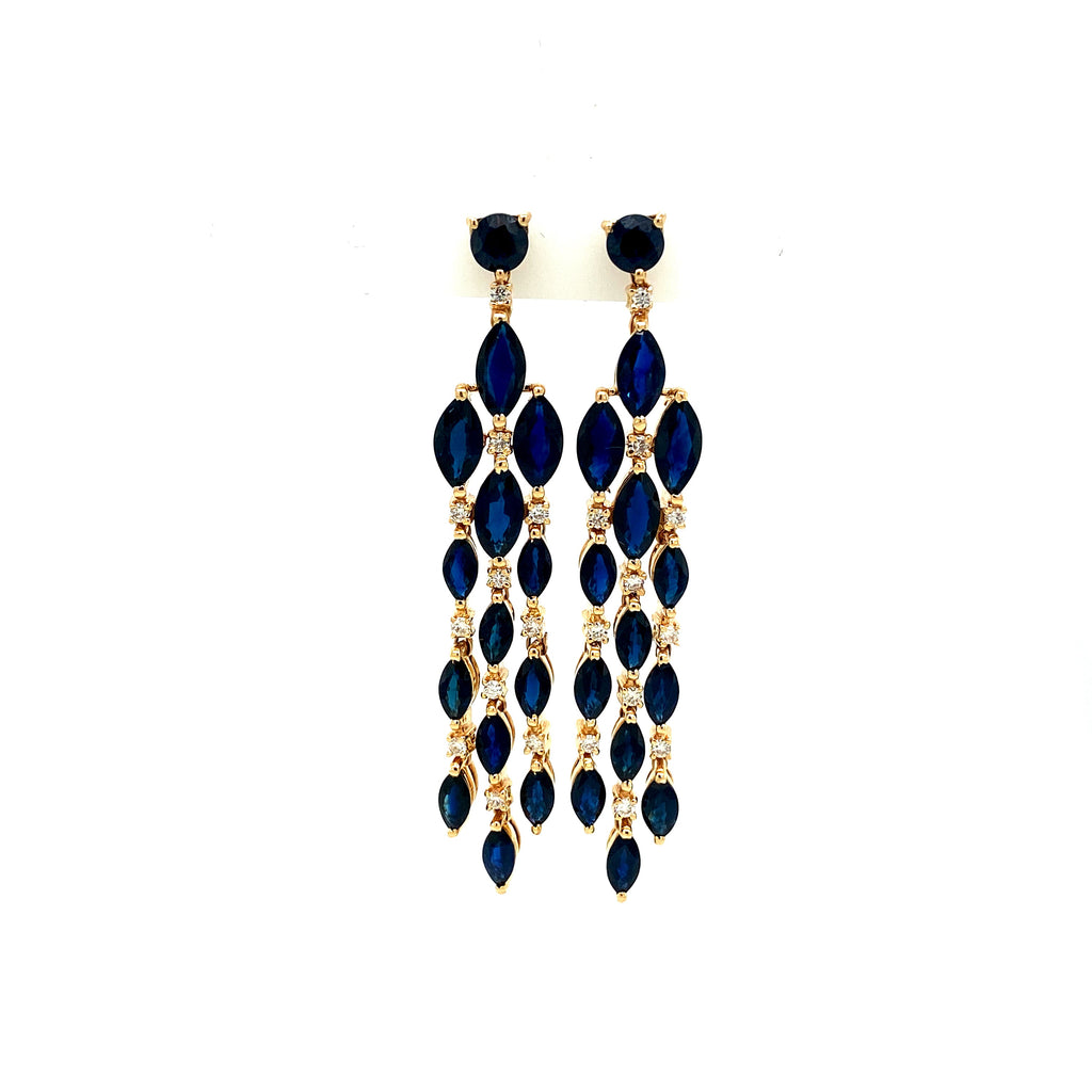 Sapphire and Diamond Earrings in 14K Yellow Gold - KGT 32482-0