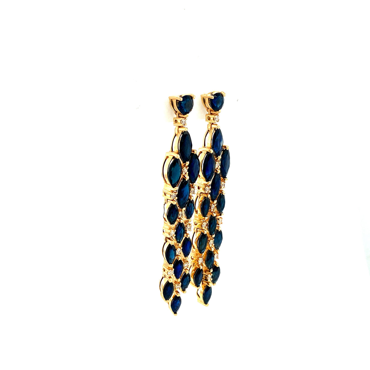 Sapphire and Diamond Earrings in 14K Yellow Gold - KGT 32482-1