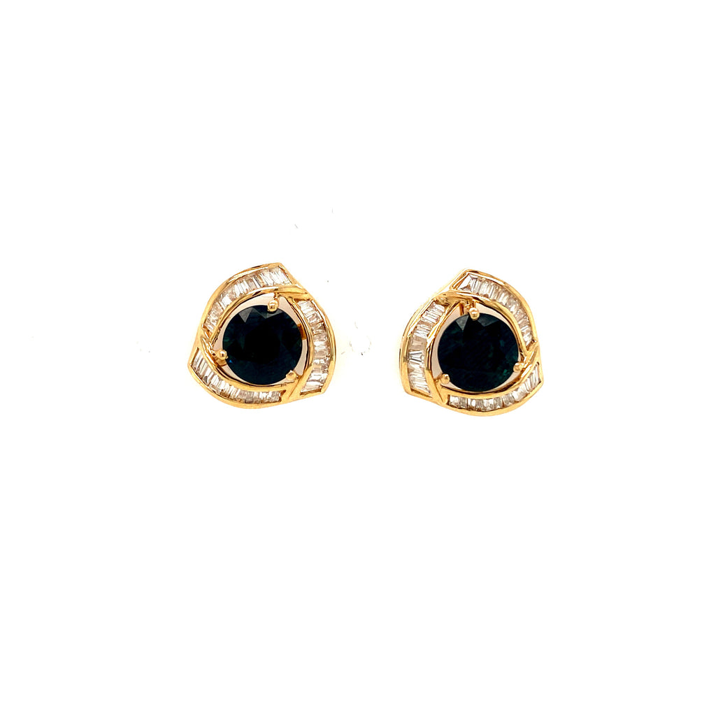 Sapphire and Diamond Earrings in 14K Yellow Gold - KGT 32577-0