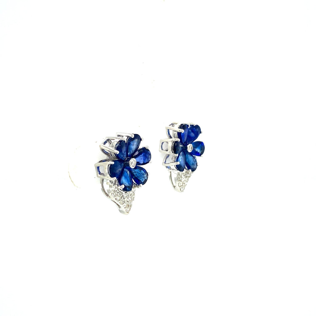Sapphire and Diamond Earrings in 14K White Gold - KGT 33249-1