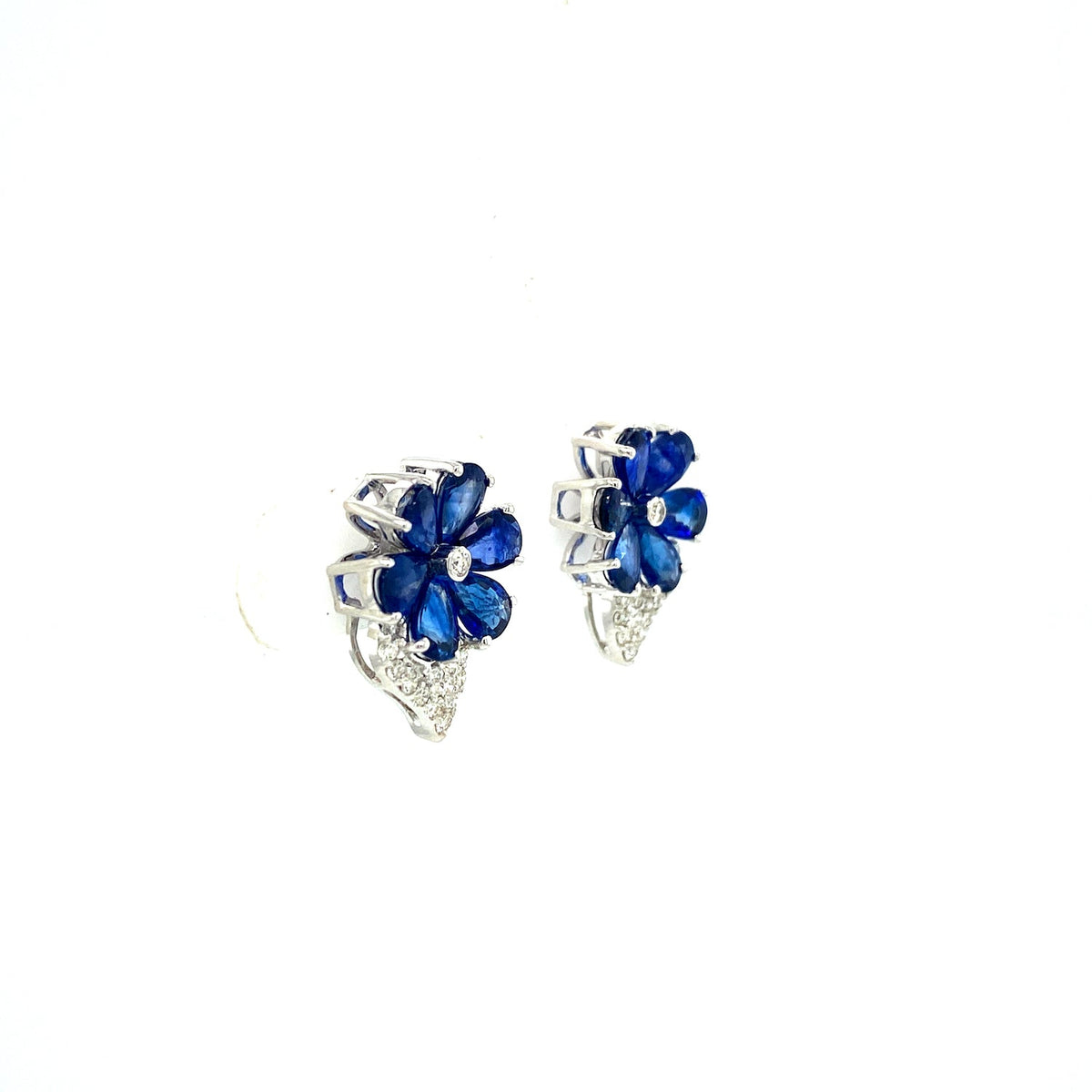 Sapphire and Diamond Earrings in 14K White Gold - KGT 33249-1