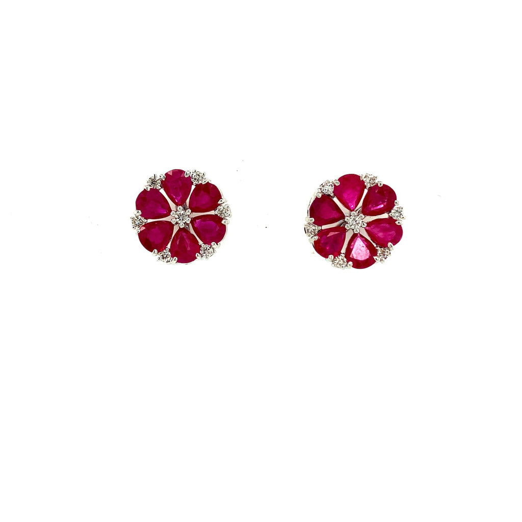 Ruby and Diamond Earring in 14K White Gold - KGT 33256-0