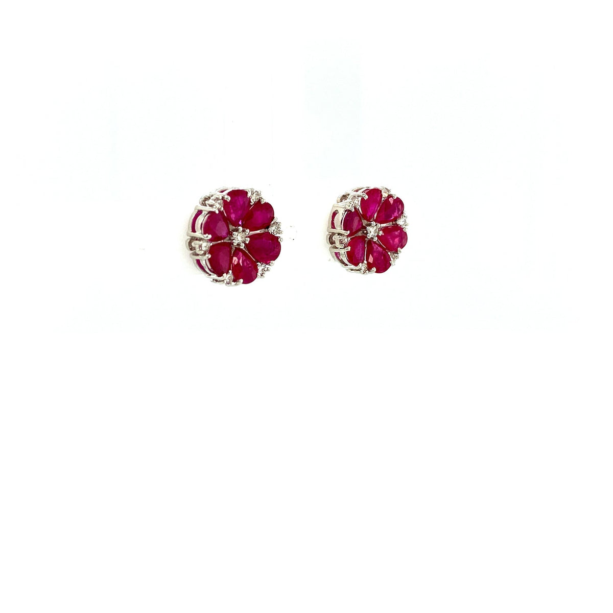 Ruby and Diamond Earring in 14K White Gold - KGT 33256-1