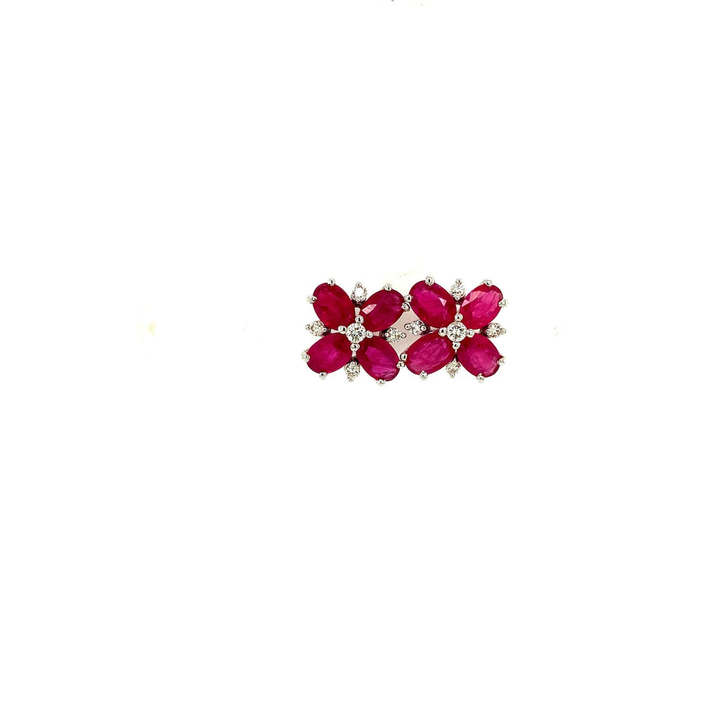 Ruby and Diamond Earring in 14K White Gold - KGT 33263-0