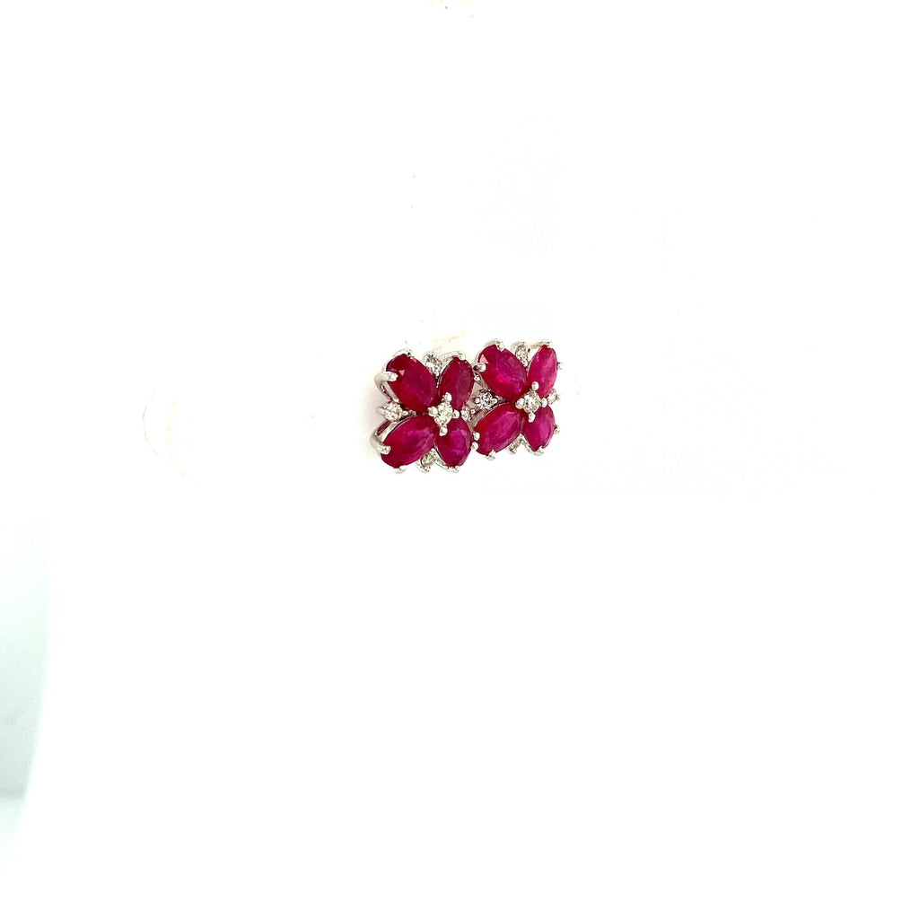 Ruby and Diamond Earring in 14K White Gold - KGT 33263-1