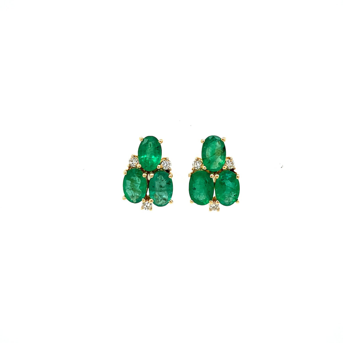 Emerald and Diamond Earring in 14K Yellow Gold - KGT 33573-0