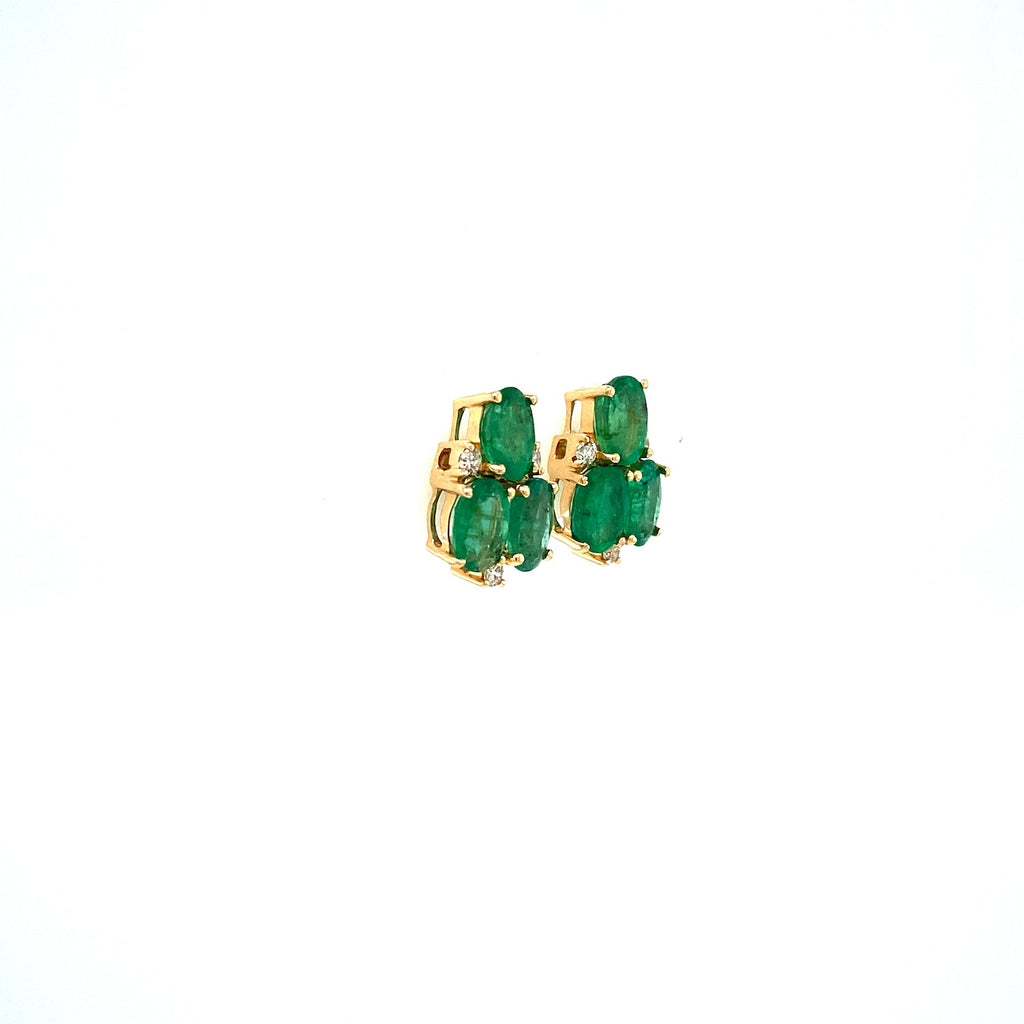 Emerald and Diamond Earring in 14K Yellow Gold - KGT 33573-1