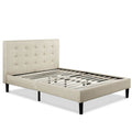King size Taupe Beige Upholstered Platform Bed Frame with Headboard-0