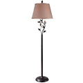 Vine Leaves Rubbed Bronze Finish Floor Lamp with 15-inch Gold Tapered Shade-0