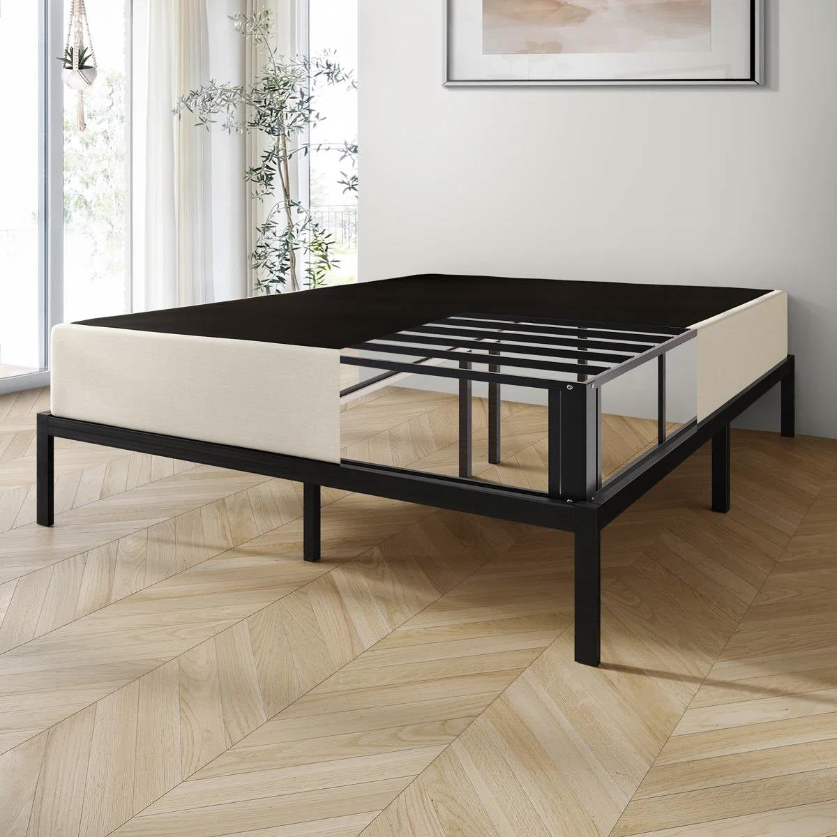 King size 7.8-inch Metal Frame Box-Spring Foundation for Mattress with Cover-1