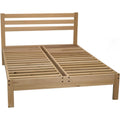 King size Solid Wood Platform Bed Frame with Slatted Headboard - Made in USA-0