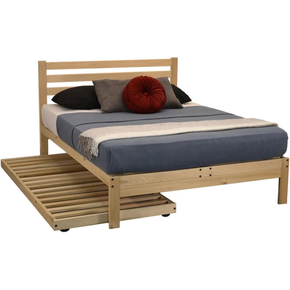 King size Solid Wood Platform Bed Frame with Slatted Headboard - Made in USA-4