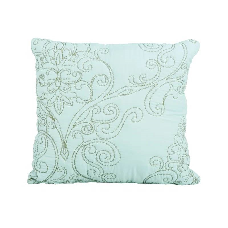 King size Light Blue Damask Embroidered 4 Piece Oversized Bedspread Set-3