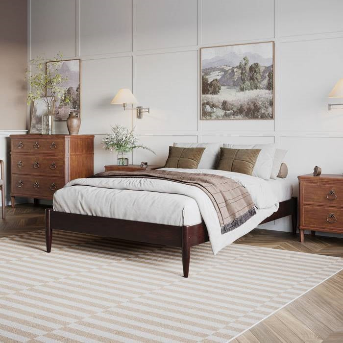 King Size Solid Hardwood Victorian Style Espresso Platform Bed-1