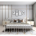 King White Metal Platform Bed Frame with Rounded Corners Headboard Footboard-0