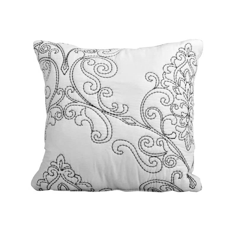 King size White Damask Embroidered 4 Piece Oversized Bedspread Set-4