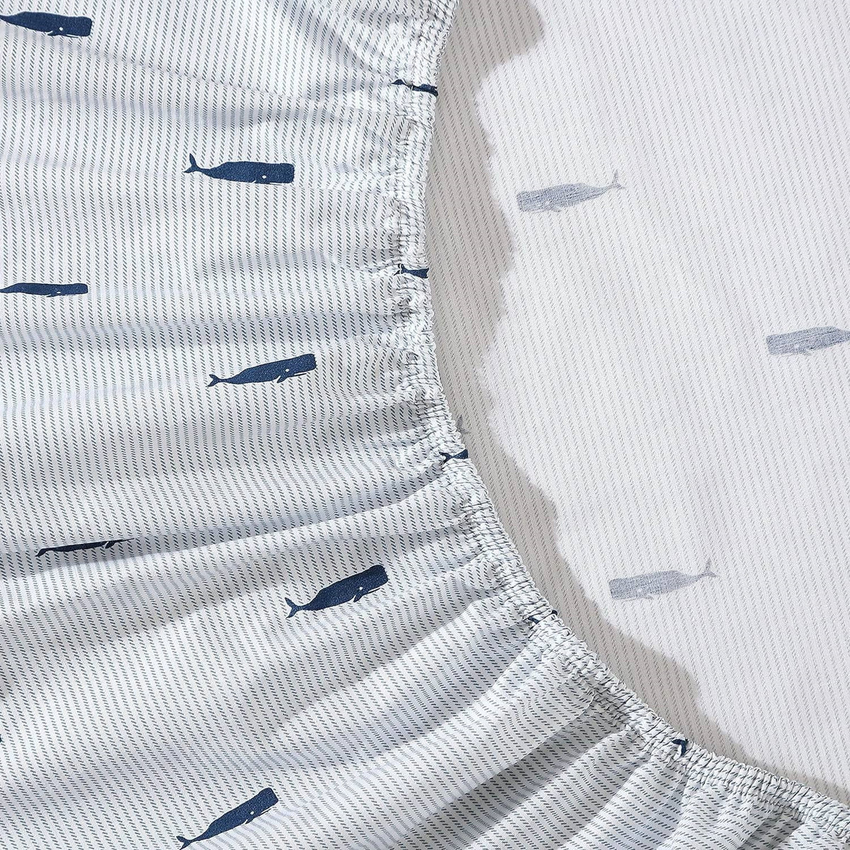 King size Coastal Beach 100-Percent Cotton Navy Blue White Stripe Sheet Set-2
