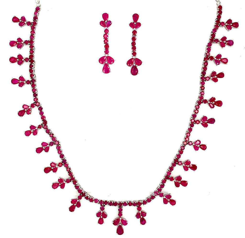 Ruby Necklace Set in .925 Sterling Silver - KSS 68930-0