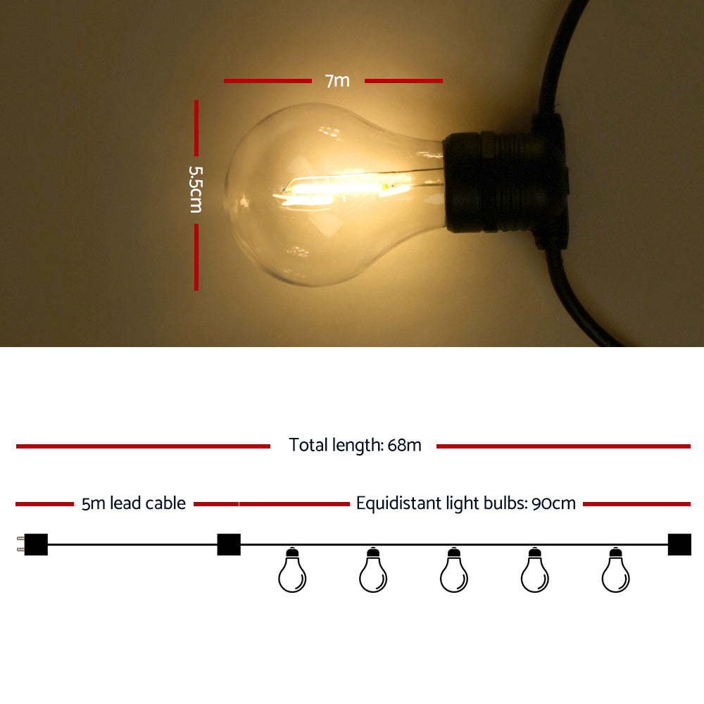 NNEDSZ 68m LED Festoon String Lights Outdoor Christmas Decorations Wedding Garden Party-1