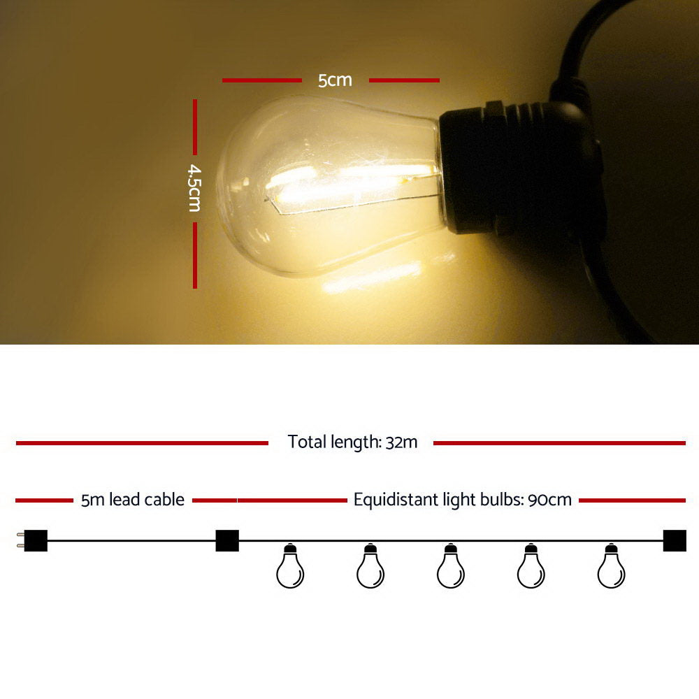 NNEDSZ 32m LED Festoon String Lights 30 Bulbs Kits Wedding Party Christmas S14-1