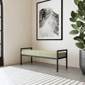 Modern Industrial Bed Bench with Black Metal Frame and Sage Green Velvet Cushion-0