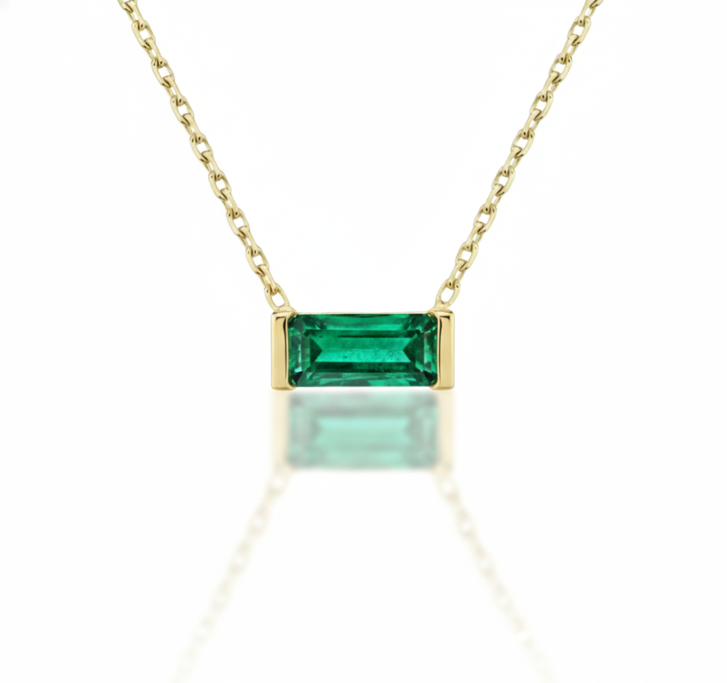 Linéa Baguette Emerald Necklace-0
