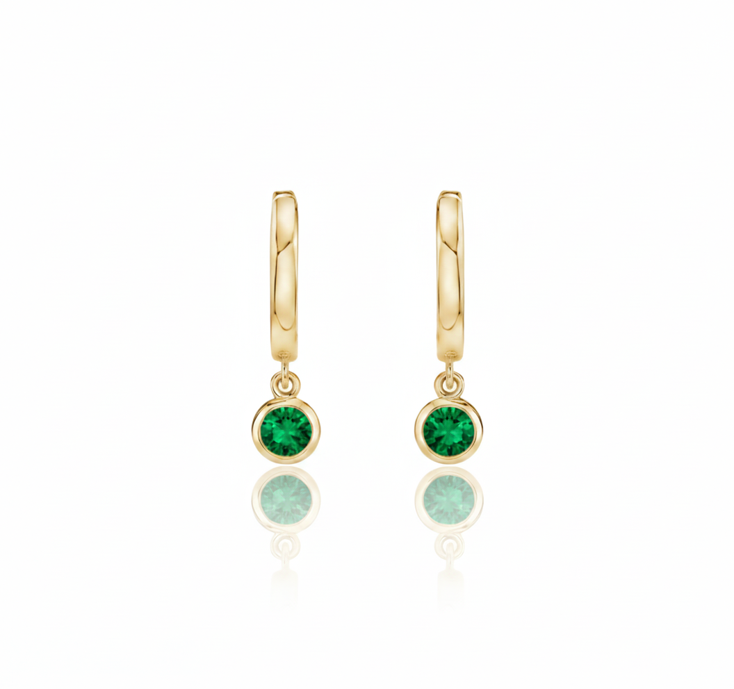 Luna Drop Emerald Hoops-0