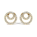 14K Yellow Gold 3/8 Cttw Diamond Double Circle Stud Earrings