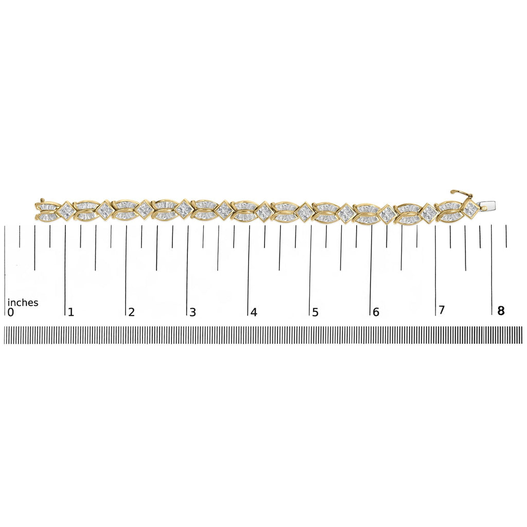 14K Yellow Gold 8 1/5 Cttw Baguette and Princess-Cut Diamond Geometric Twist Link Bracelet (G-H Color, VS1-VS2 Clarity) - Size 7"-4