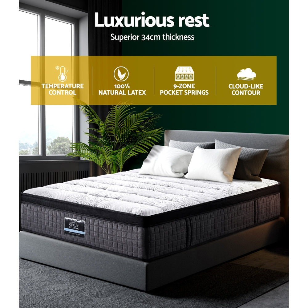 NNEDSZ Giselle Bedding 34cm Mattress 9 Zone Latex Foam King-4