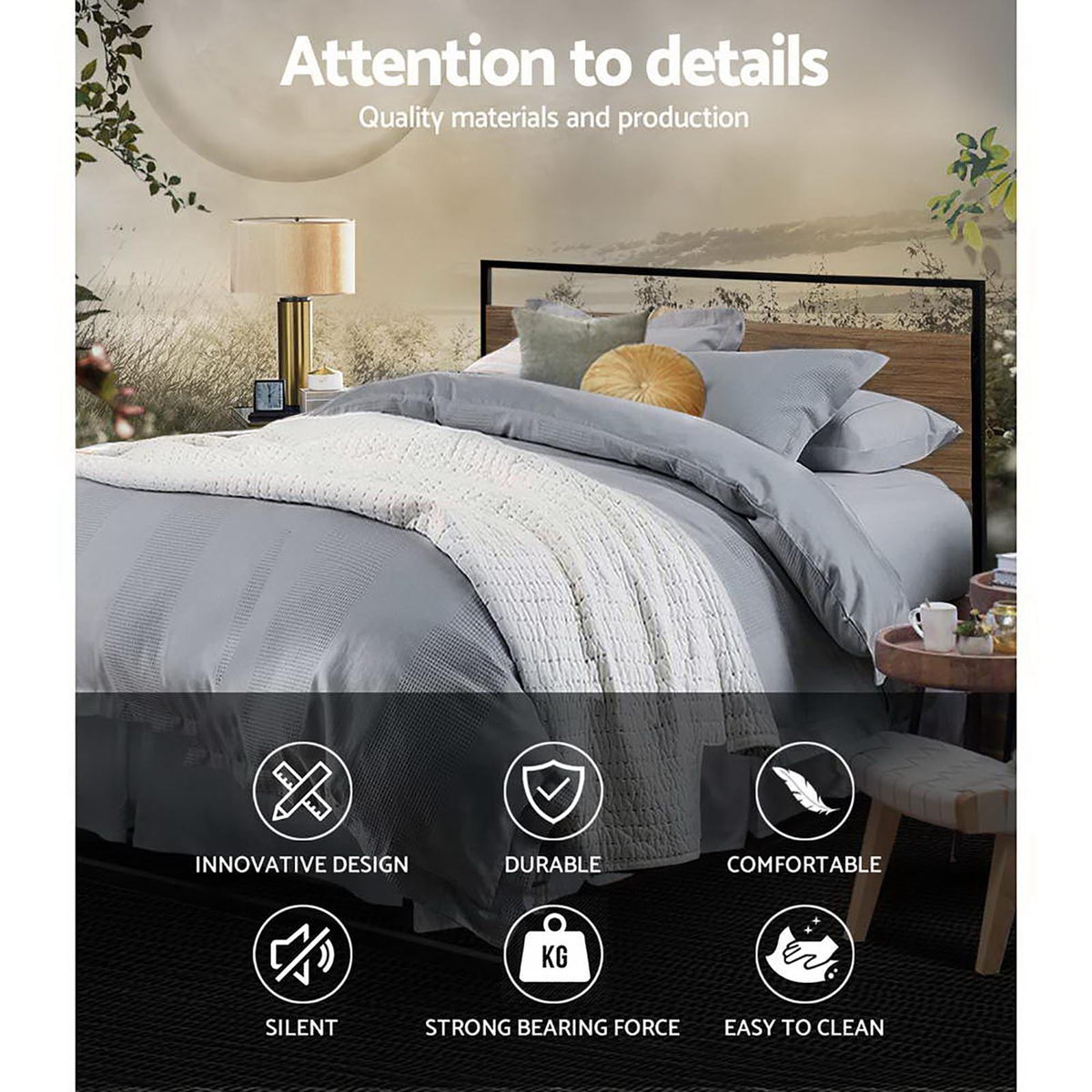 NNEDSZ Artiss Bed Frame Double Size Metal Bed Frame DANE-3
