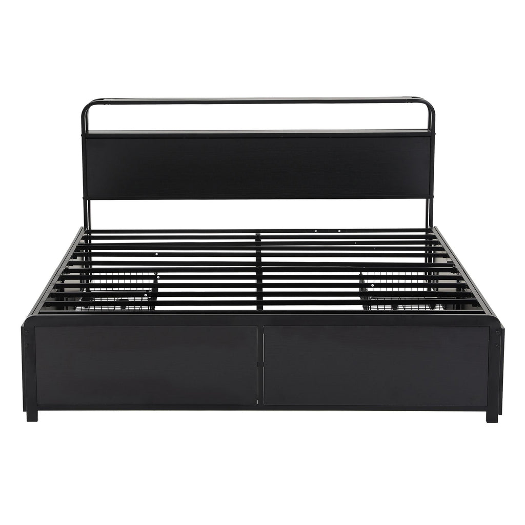 Artiss King Metal Bed Frame 4 Drawers Hidden Storage Headboard HEDY-3