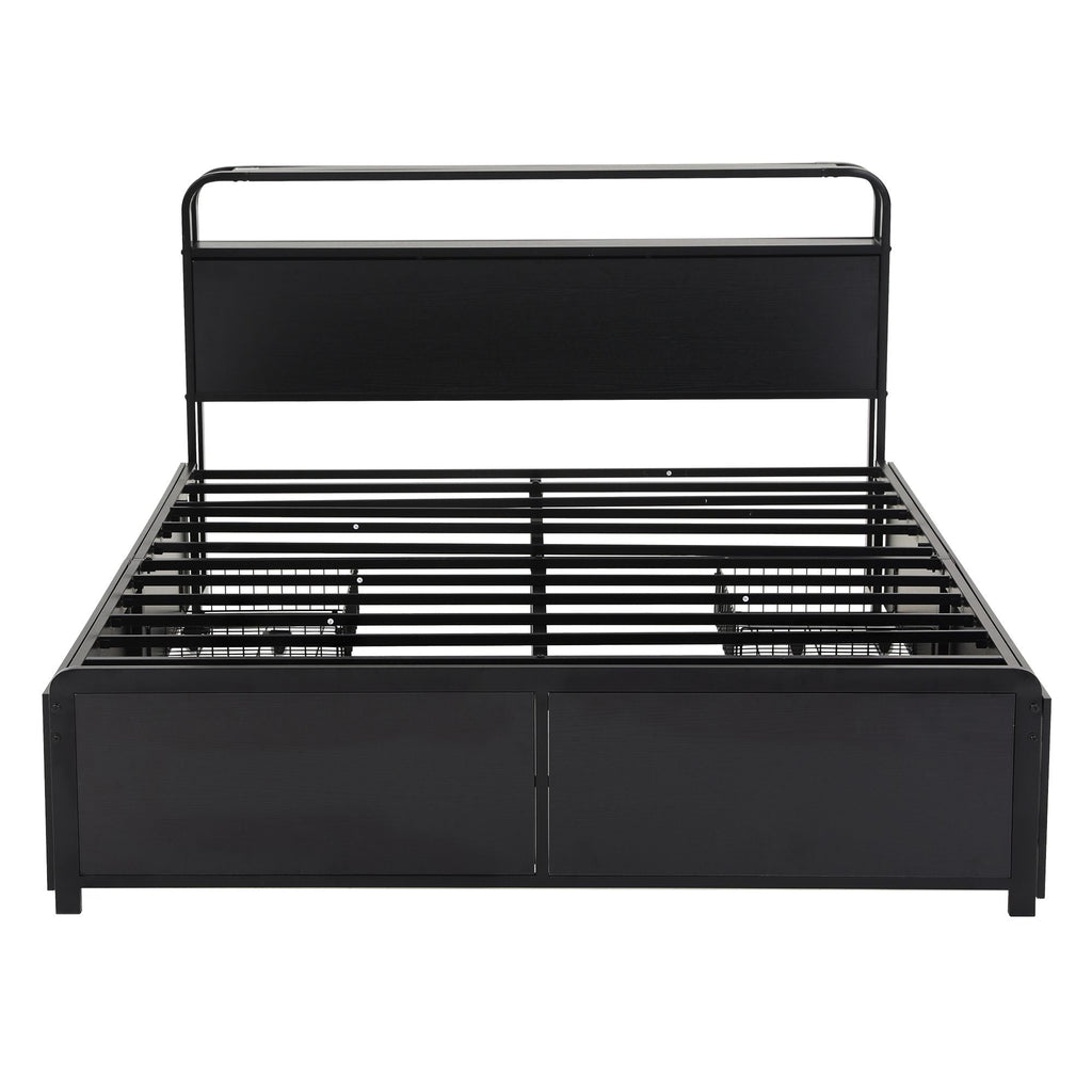 Artiss Queen Metal Bed Frame 4 Drawers Hidden Storage Headboard HEDY-3