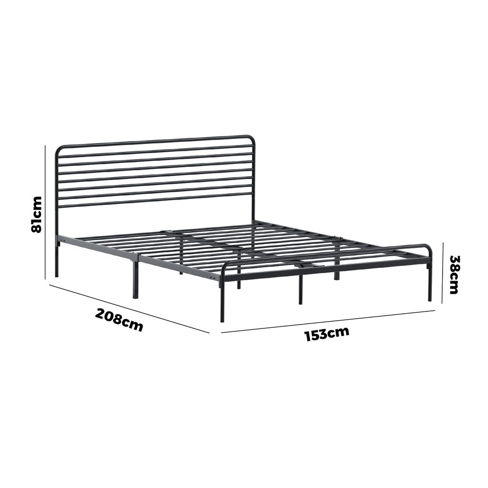 NNEED Queen Metal Bed Frame Railing-style Black-1