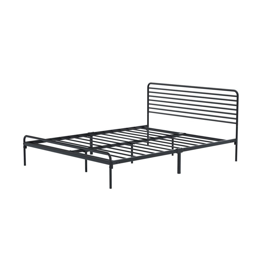 NNEED Queen Metal Bed Frame Railing-style Black-3