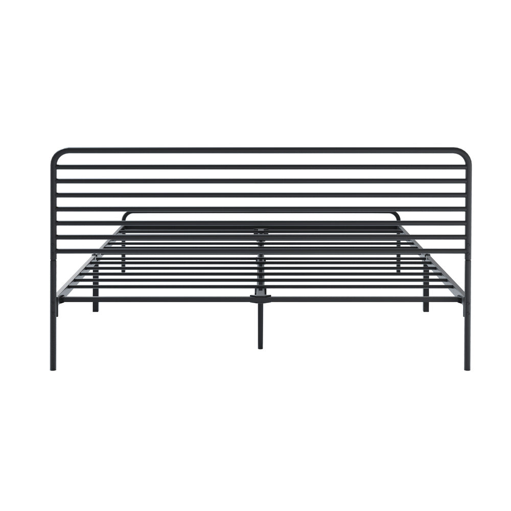 NNEED Queen Metal Bed Frame Railing-style Black-2