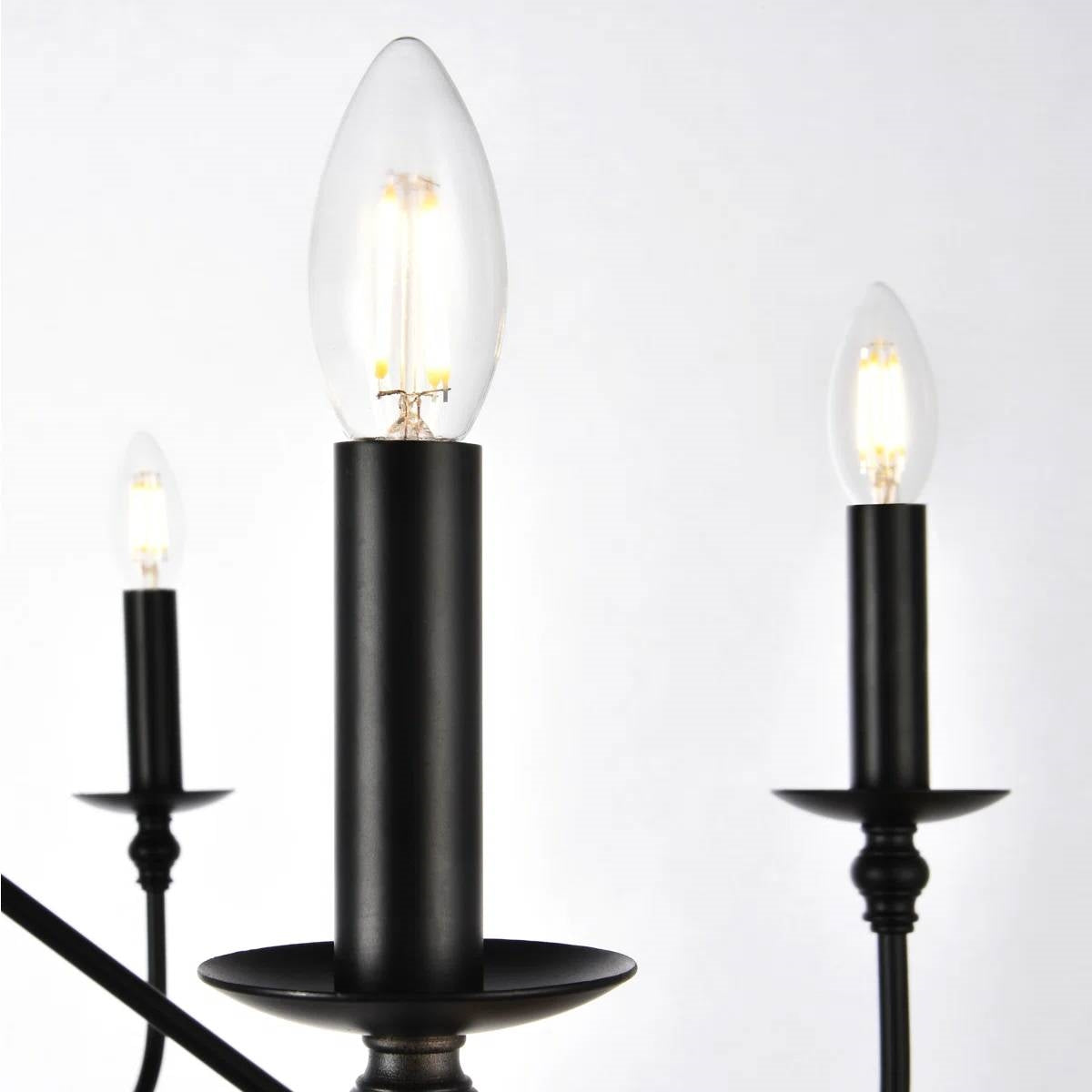 42-inch Traditional 6-Light Dimmable Chandelier in Matte Black Finish-3