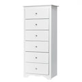 Modern White 6 Drawer Tall Wood Dresser Chest-0