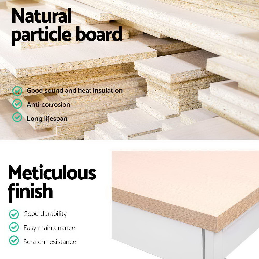 NNEDSZ Metal Desk with Drawer - White with Wooden Top-3