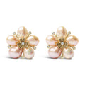 18K Rose Gold 3/8 Cttw Diamond and Freshwater Pearl Blossom Stud Earrings