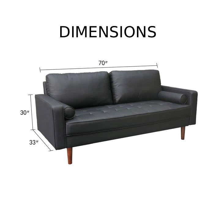 Grey Upholstered Faux Leather Sofa w/ Pillows Solid Hardwood Legs-4