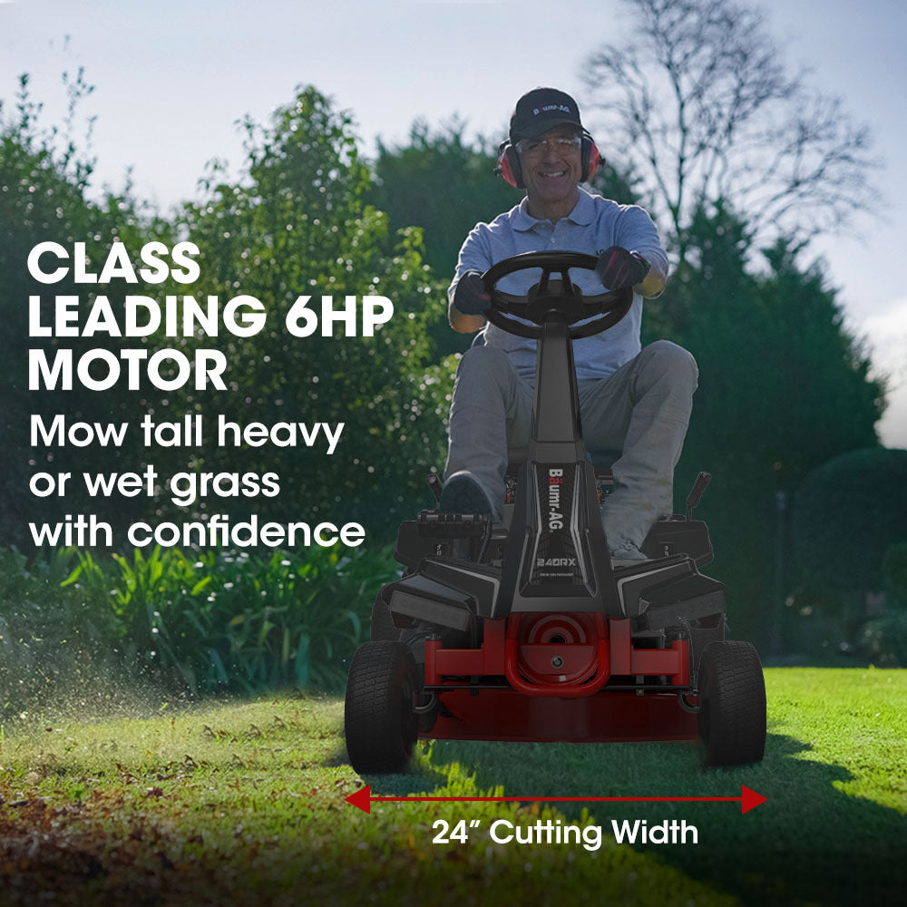 NNEMB 24' Ride On Lawn Mower, Lithium Electric Start System, 6HP 224cc, 5 Cut Heights, Catcher and Mulch Kit-3