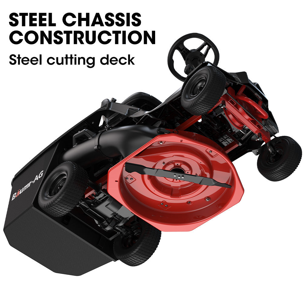 NNEMB 24' Ride On Lawn Mower, Lithium Electric Start System, 6HP 224cc, 5 Cut Heights, Catcher and Mulch Kit-2
